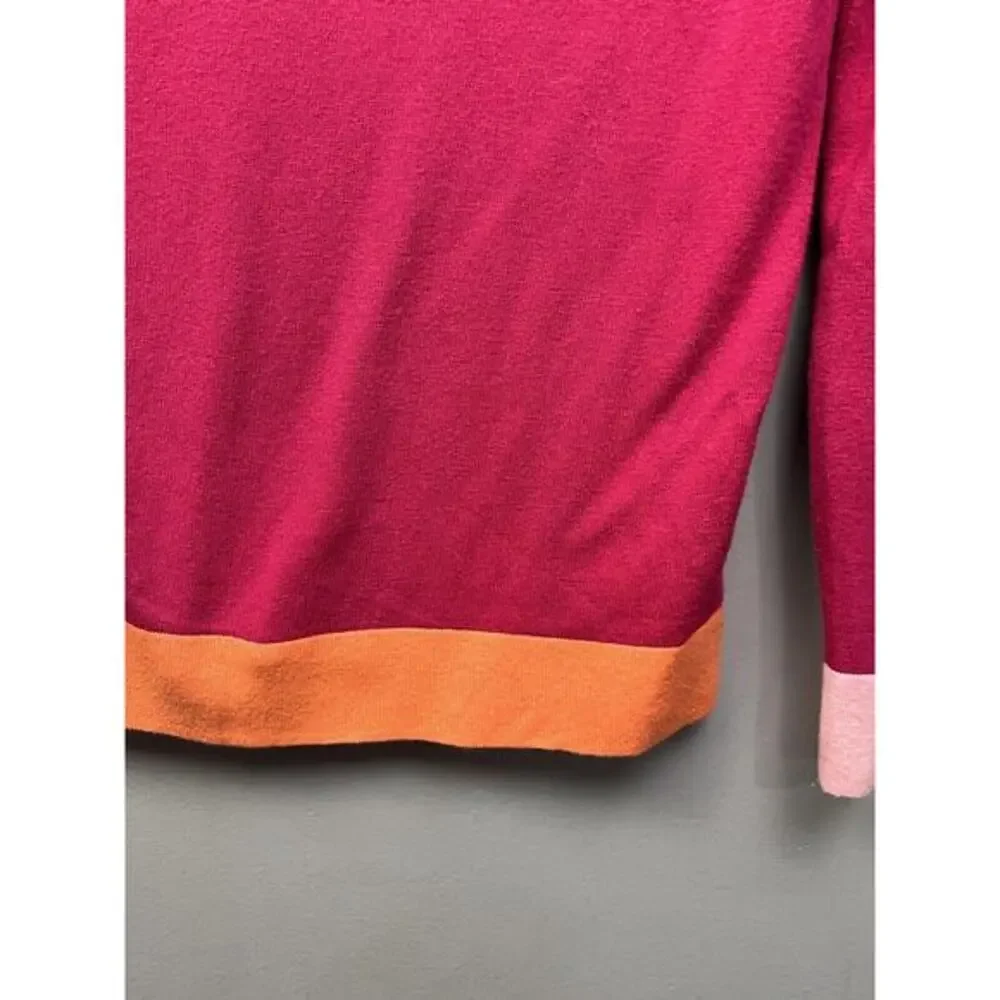 Talbots Sweater Womens Small Petite Angora Blend Zipper accents Pink‎ Orange